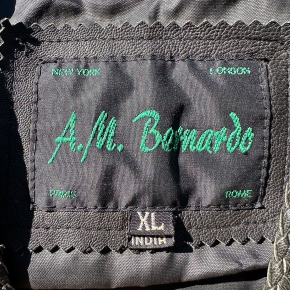 Vintage A.M. Bernardo Women’s Black Leather Beaded Fringe Vest - Picture 3 of 6